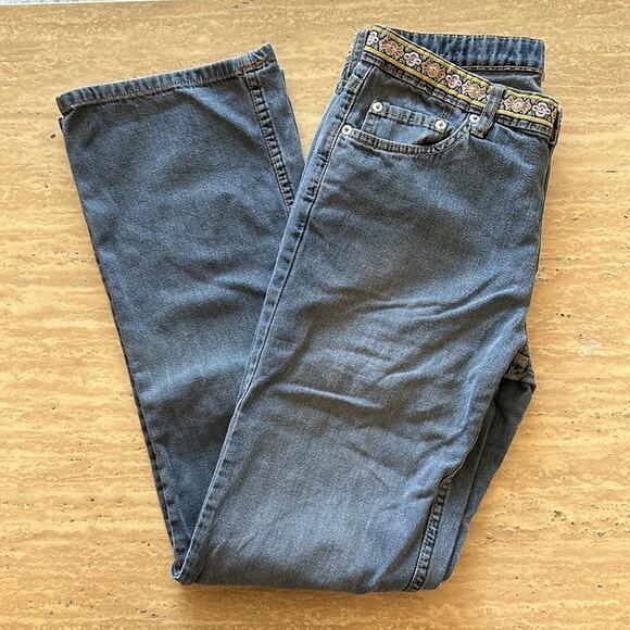 Londonjean Boho Belted Look Low Rise Flare Bootcut Dark Wash Jeans - Picture 2 of 9